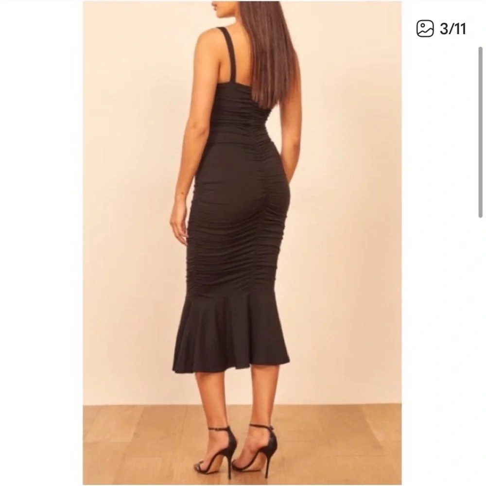 Reformation Ruched Midi Dress
